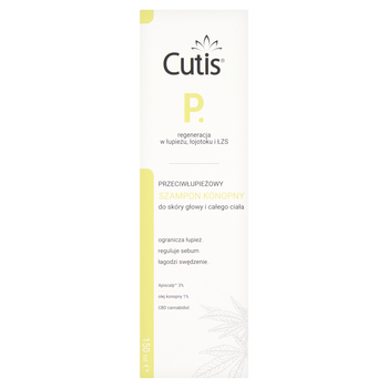 Cutis P, szampon przeciwłupieżowy konopny + CBD kannabidiol, 150 ml