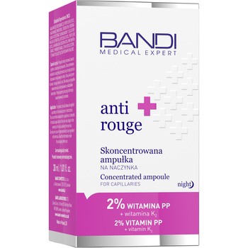 Bandi Medical Expert Anti-Rouge, skoncentrowana ampułka na naczynka, 2% witamina PP + witamina K, 30 ml