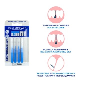 Elgydium Clinic Mono Compact 1, szczoteczka międzyzębowa, 4 szt.