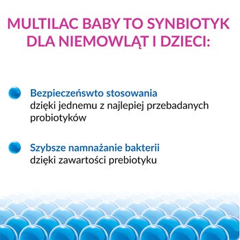Multilac Baby, krople, synbiotyk (probiotyk + prebiotyk), 2x5 ml