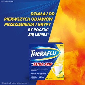 Theraflu ExtraGRIP, 650mg+10mg+20mg, proszek w saszetkach do sporządzania roztworów doustnych, 10 szt.