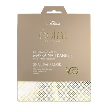 L`Biotica Eclat Face, liftingujący zabieg, maska na tkaninie ze śluzem ślimaka, 23 ml