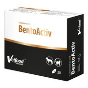 Vetfood Bentoactiv, preparat wspierający pracę układu pokarmowego dla psów i kotów, tabletki, 30 szt. https://azcdn.doz.pl/image/d/product/c8237e9a-scale-180x180.png
