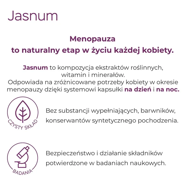 Комплекс для женщин в период менопаузы Jasnum день и ночь, с красным клевером и хмелем, 30 капсул и 30 капсул — фото 2