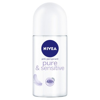 Nivea Pure & Sensitive 48h, antyperspirant, roll-on, 50 ml