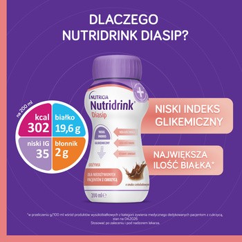 Nutridrink Diasip, płyn, smak czekoladowy, 4 x 200 ml