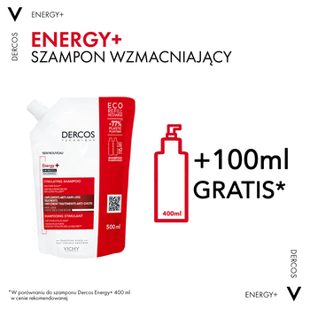 Vichy Dercos, szampon wzmacniający Energy+, opakowanie uzupełniające, 500 ml