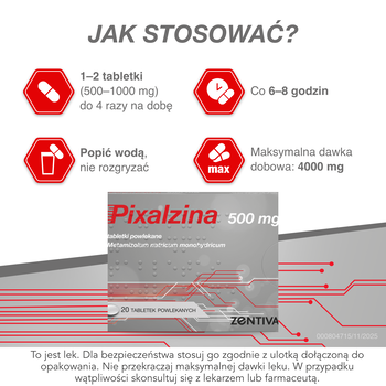 Pixalzina, 500 mg, tabletki powlekane, 20 szt.