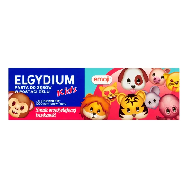 Elgydium Emoji Kids pasta do zębów dla dzieci 3-6 lat orzeźwiająca truskawka 50ml - Elgydium