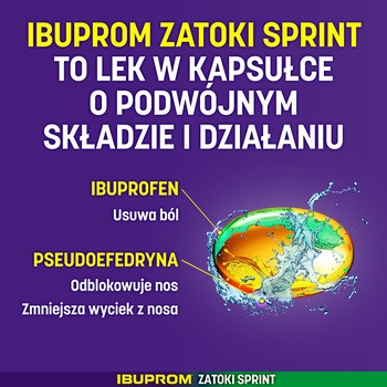 Ibuprom Zatoki Sprint, 200 mg + 30 mg, kapsułki miękkie, 20 szt.