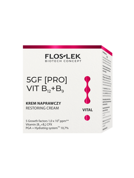 Flos-Lek Vital, krem naprawczy do twarzy 5GF [PRO] VIT B12 + B9, 50 ml