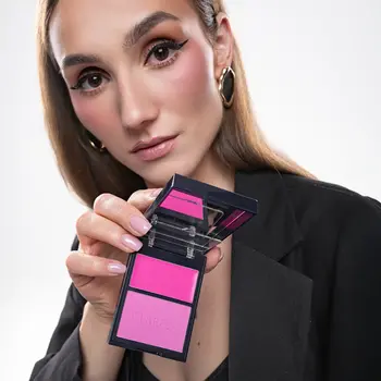 Claresa Duo Palette Creamy & Pressed, kremowo-pudrowa paleta różów do konturowania, 01 Awesome Blossom, 8,5 g