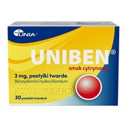 Uniben smak cytrynowy, 3 mg, pastylki twarde, 30 szt. https://azcdn.doz.pl/image/d/product/d25645da-scale-180x180.png