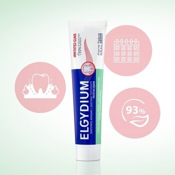 Zestaw Elgydium, pasta do zębów na podrażnione dziąsła, 75 ml + Elgydium Sensitive, pasta do zębów w żelu, 75 ml