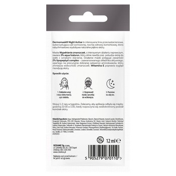 Dermomask Night Active, Wypełnienie Zmarszczek, maseczka naprawcza, 12 ml, 1 saszetka