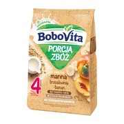 BoboVita Porcja Zbóż, kaszka mleczna, bananowo-brzoskwiniowa, manna, 4m+, 210 g