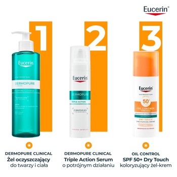Eucerin Oil Control SPF 50+, żel-krem ochronny barwiący, 50 ml