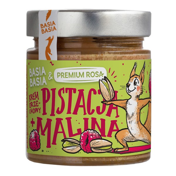 BasiaBasia BasiaBasia, krem orzechowy pistacja + malina, 195 g — Składniki i ocena