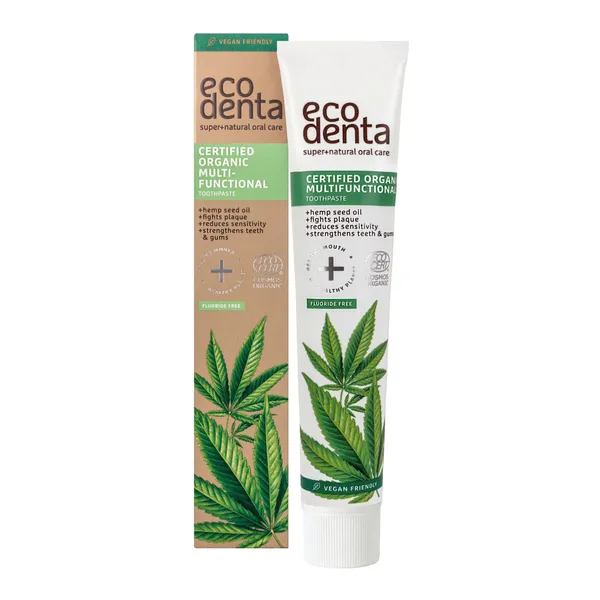 Organiczna wielofunkcyjna pasta do zębów z olejem z nasion konopi, bez fluoru 75 ml [Ecodenta] - Ecodenta