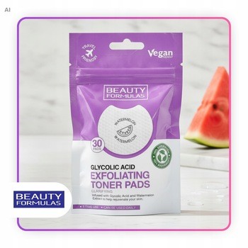 Beauty Formulas, złuszczające płatki z kwasem glikolowym i ekstraktem z arbuza, 30 szt.