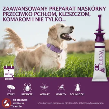 Vectra 3D Roztwór dla psów 10–25 kg, ochrona przed pasożytami, pipety, 3 szt.