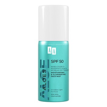 AA Aloes, Nawilżająco-rozświetlająca mgiełka do twarzy SPF 50, 100 ml
