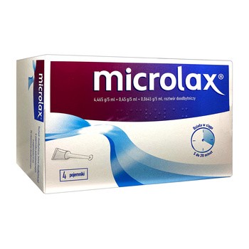 Microlax, 4,465 g+0,0645 g+0,45 g, roztwór doodbytniczy, 4 pojemniki