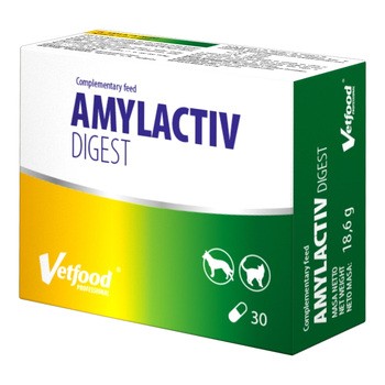 Vetfood Amylactiv Digest, preparat enzymatyczny dla psów i kotów, kapsułki, 30 szt. (blister)