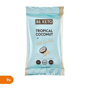 BeKeto, baton keto, kokos & biała czekolada, 9 x 40 g