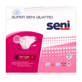 Super Seni Quatro, pieluchomajtki dla dorosłych, rozmiar L, 10 szt.