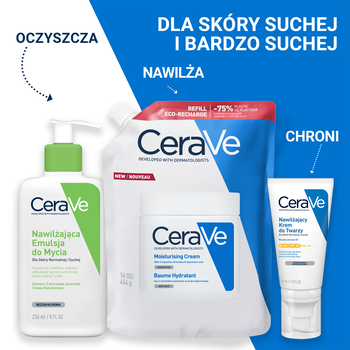 Cerave, balsam nawilżający do ciała i twarzy dla skóry suchej i bardzo suchej, refill, 454 g