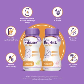 Nutridrink Juice Style, płyn, smak orzeźwiającej maliny, 4 x 200 ml