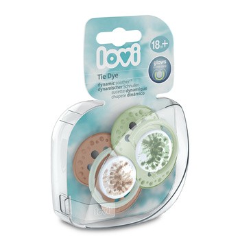 Canpol Lovi, smoczek uspokajający silikonowy dynamiczny, 18 m+ Tie Dye Green, 2 szt.