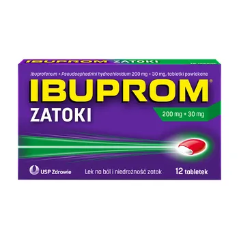 Ibuprom Zatoki 200 mg + 30 mg 12 tabletek [US PHARMACIA]