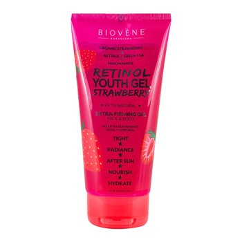 Biovene, Retinol Youth Gel, ekstra ujędrniający żel do twarzy i ciała z retinolem i truskawką, 200 ml