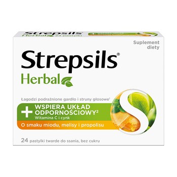 Zestaw 2x Strepsils Herbal, miód, melisa, propolis