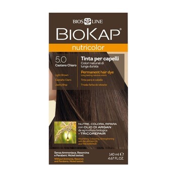 Biokap Nutricolor, farba do włosów, 5.0 jasny brąz, 140 ml