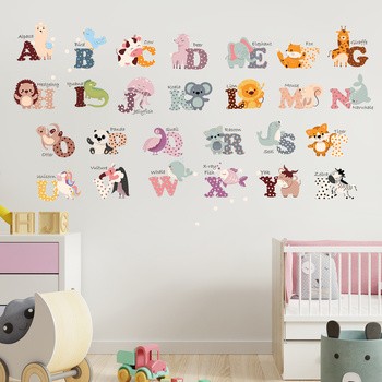 Sipo, Naklejki na ścianę dla dzieci, Alfabet Zwierzątka, 1 szt.