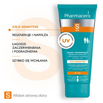 Pharmaceris S Cica Sensitive, kojąco-regenerujący balsam po opalaniu, 200 ml