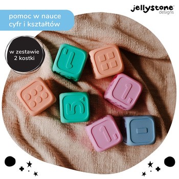 Jellystone Designs, silikonowe kostki edukacyjne, błękitny i miętowy, 2 szt.