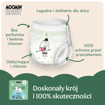 Muumi Baby Pants, pieluchomajtki, 6 (12-20 kg), 36 szt.