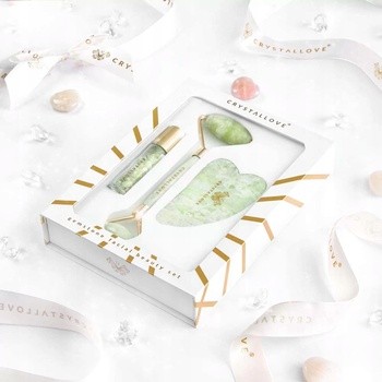 Zestaw Crystallove Jade, roller do twarzy + płytka gua sha + buteleczka roll-on, 1 szt.