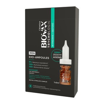L'biotica Biovax Trychologic Exo-Ampoules Men Wypadanie i Gęstość, kuracja przeciw wypadaniu włosów dla mężczyzn, 7 x 5 ml