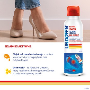 Undofen, aktywny spray do stóp i obuwia All in One, 150 ml