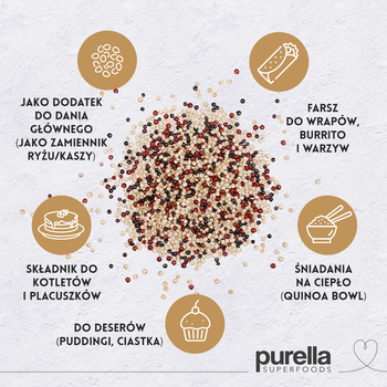 Purella Superfoods, Komosa ryżowa trójkolorowa, 180 g