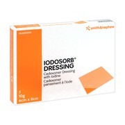 Iodosorb Dressing, opatrunek z jodyną, 8 cm x 6 cm, saszetki, 5 x 10 g https://azcdn.doz.pl/image/d/product/02ca8931-scale-180x180.png