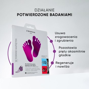 L`Biotica, złuszczająca maska na pięty w postaci nasączonych płatków, 1 para