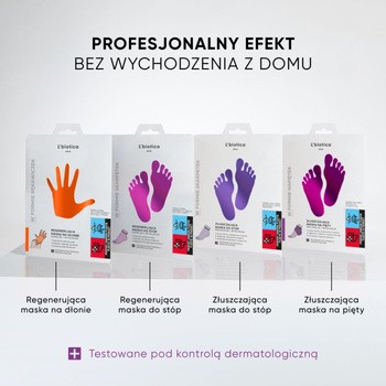L`Biotica, złuszczająca maska na pięty w postaci nasączonych płatków, 1 para