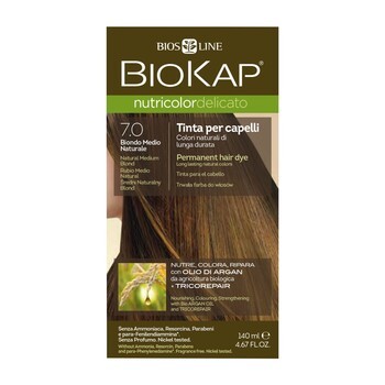 Biokap Nutricolor Delicato, farba do włosów, 7.0 średni naturalny blond, 140 ml