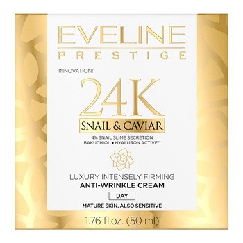 Eveline Cosmetics 24K Snail & Caviar, luksusowy ujędrniający krem przeciwzmarszczkowy na dzień, 50 ml